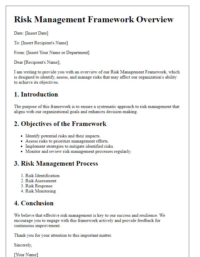 Letter template of risk management framework overview