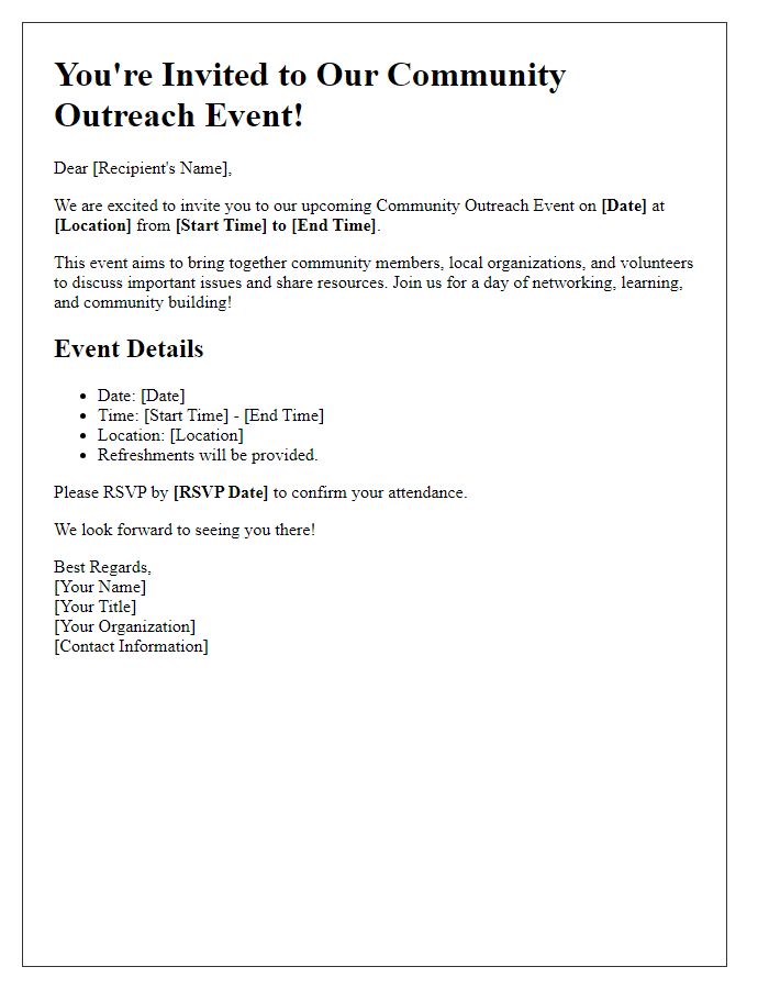 Letter template of invitation to community outreach event