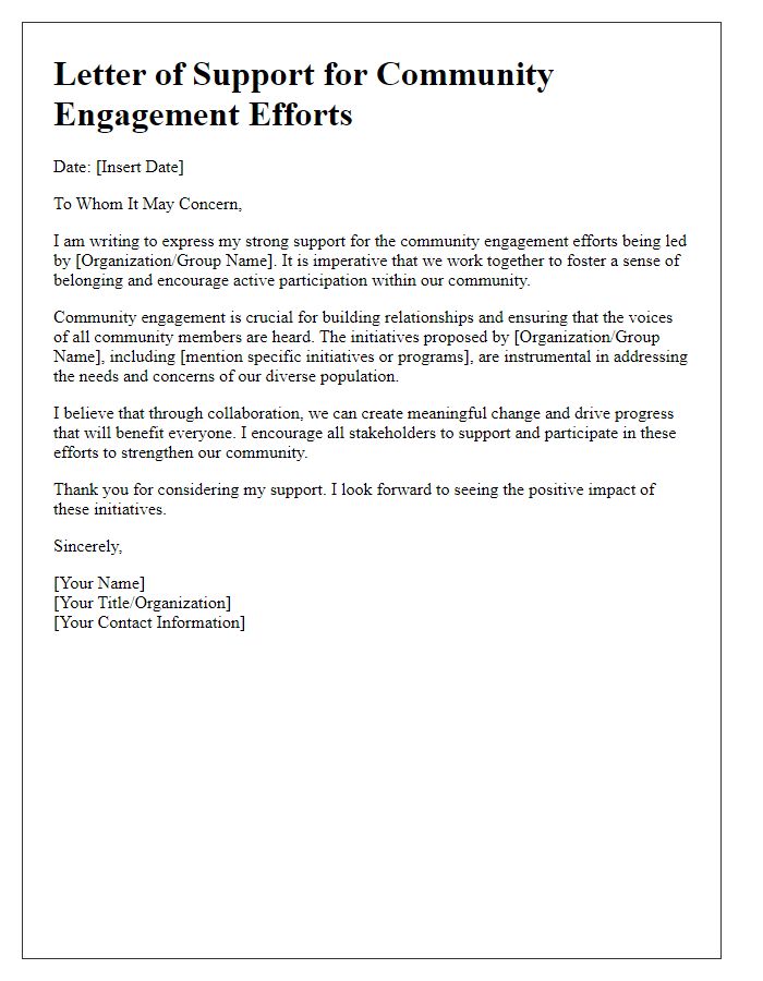 Letter template of support for community engagement efforts