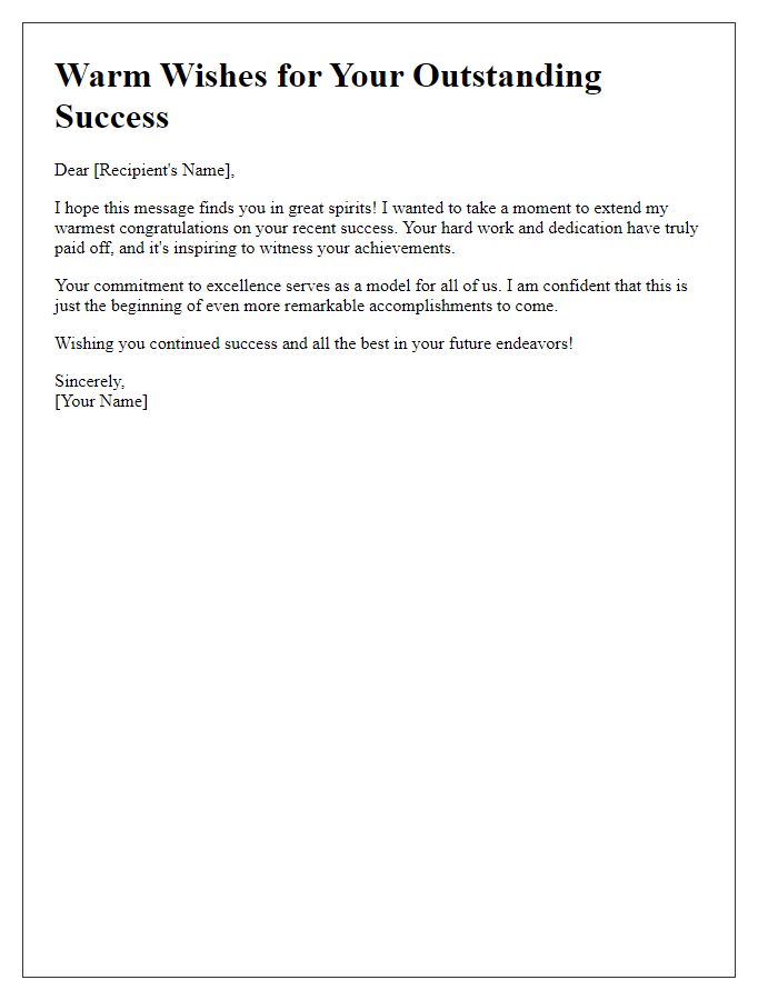 Letter template of warm wishes for your outstanding success.