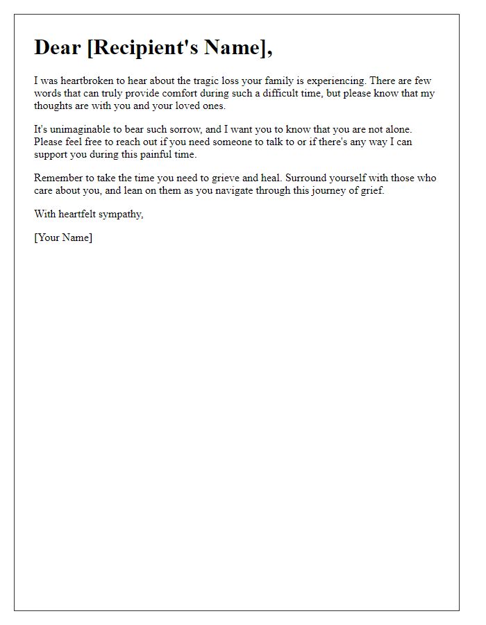 Letter template of compassion for a family tragedy.