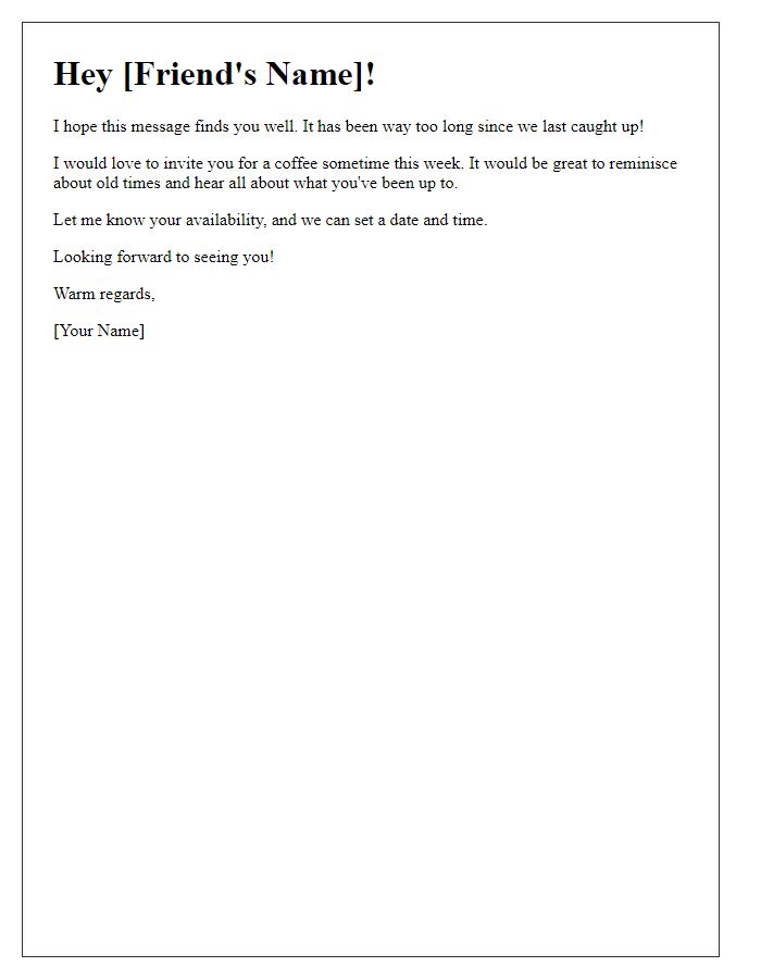 Letter template of inviting an old friend for coffee