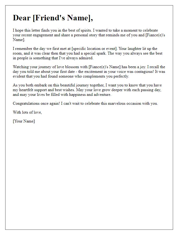 Letter template of a personal story for my friends engagement