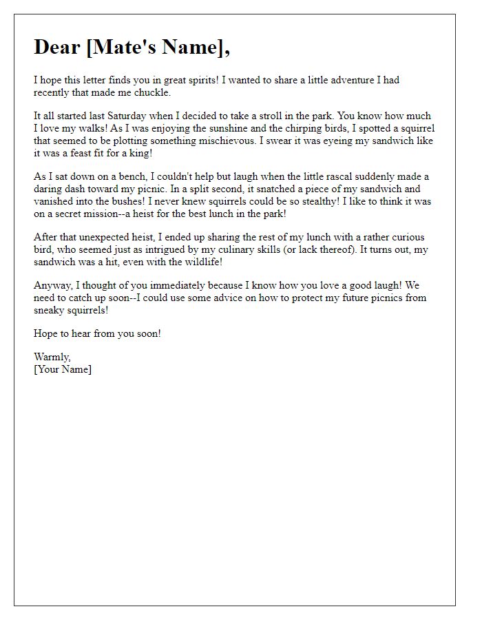 Letter template of a light-hearted story for your mate