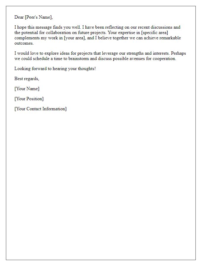 Letter template of collaborating on future projects with a peer