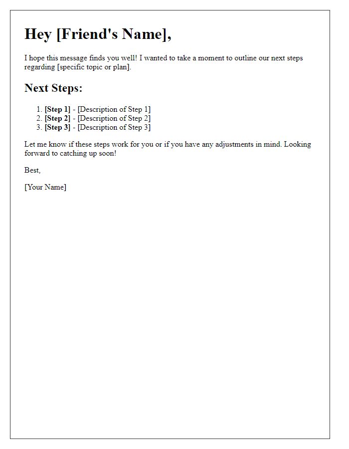 Letter template of outlining next steps with a friend