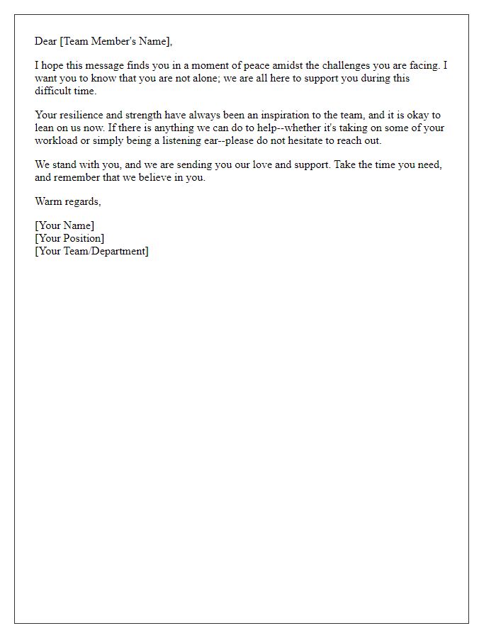 Letter template of solidarity for a team member in distress.