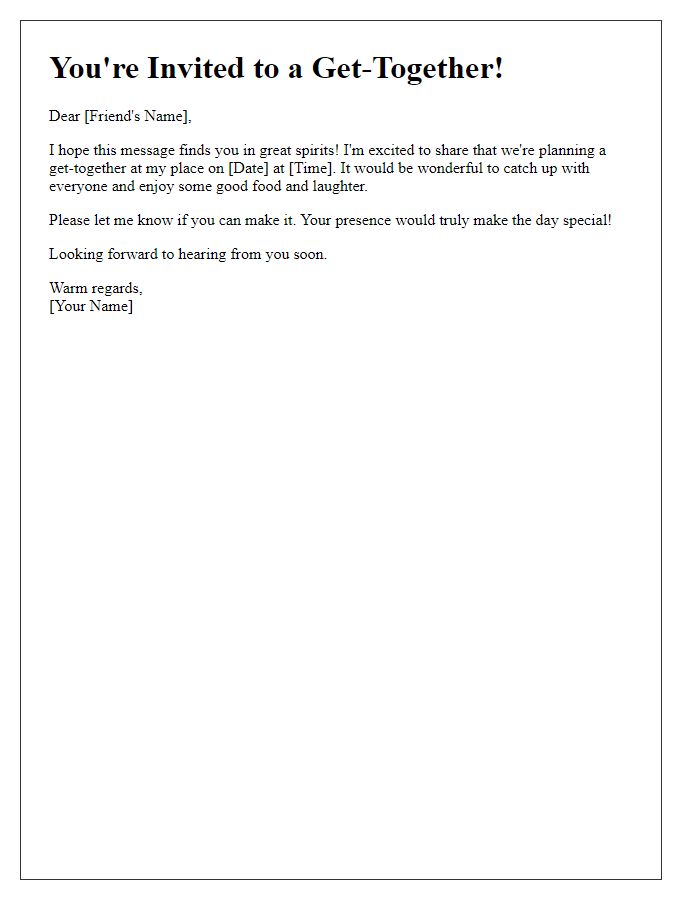 Letter template of a warm notification about a get-together