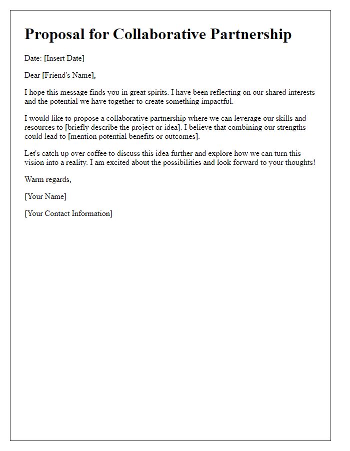 Letter template of proposal for a collaborative partnership with a friend