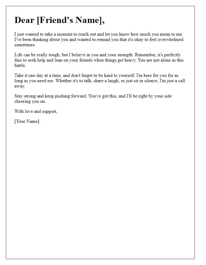 Letter template of encouragement for a friend in distress