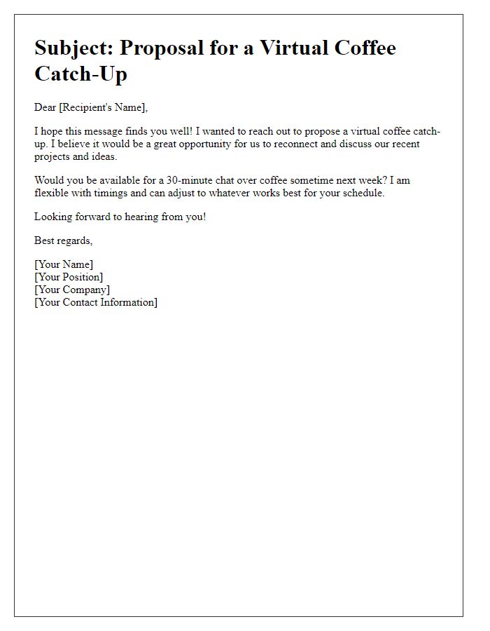 Letter template of proposal for a virtual coffee catch-up.