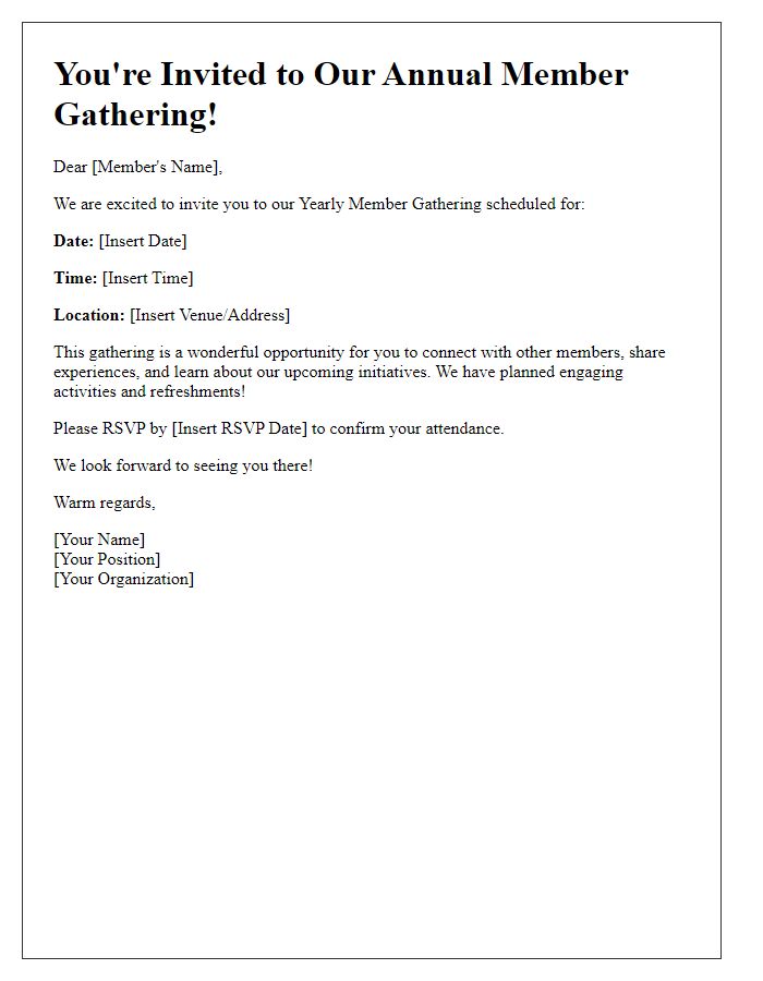 Letter template of yearly member gathering invitation.