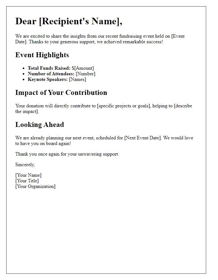 Letter template of fundraising event insights