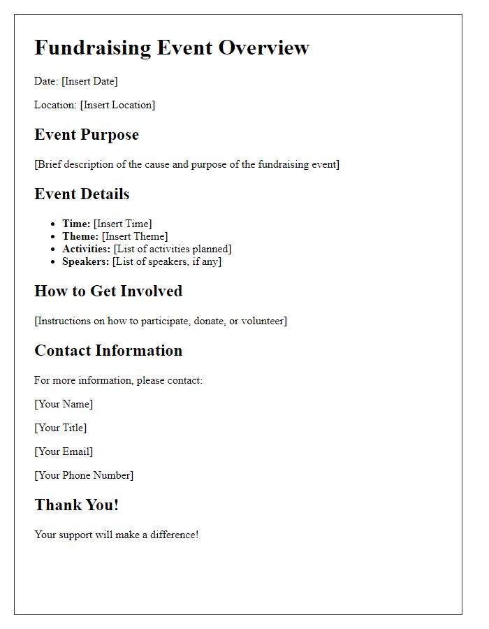 Letter template of fundraising event overview