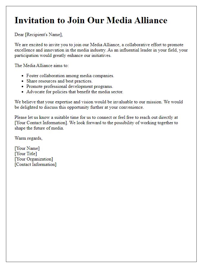 Letter template of media alliance invitation