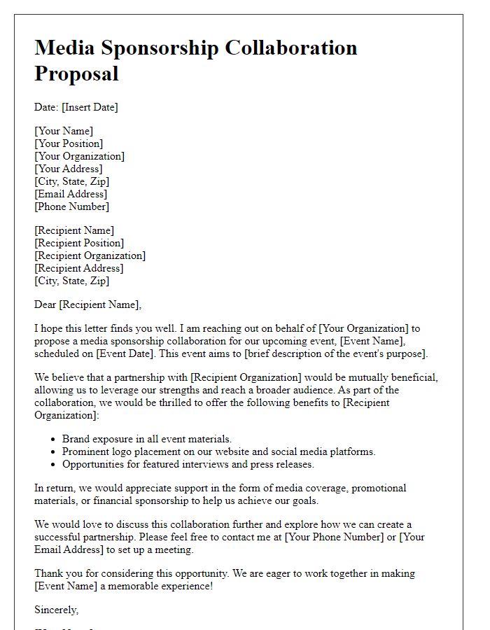 Letter template of media sponsorship collaboration