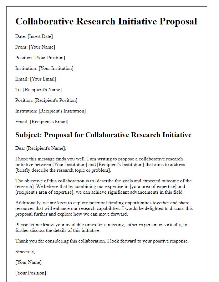 Letter template of collaborative research initiative