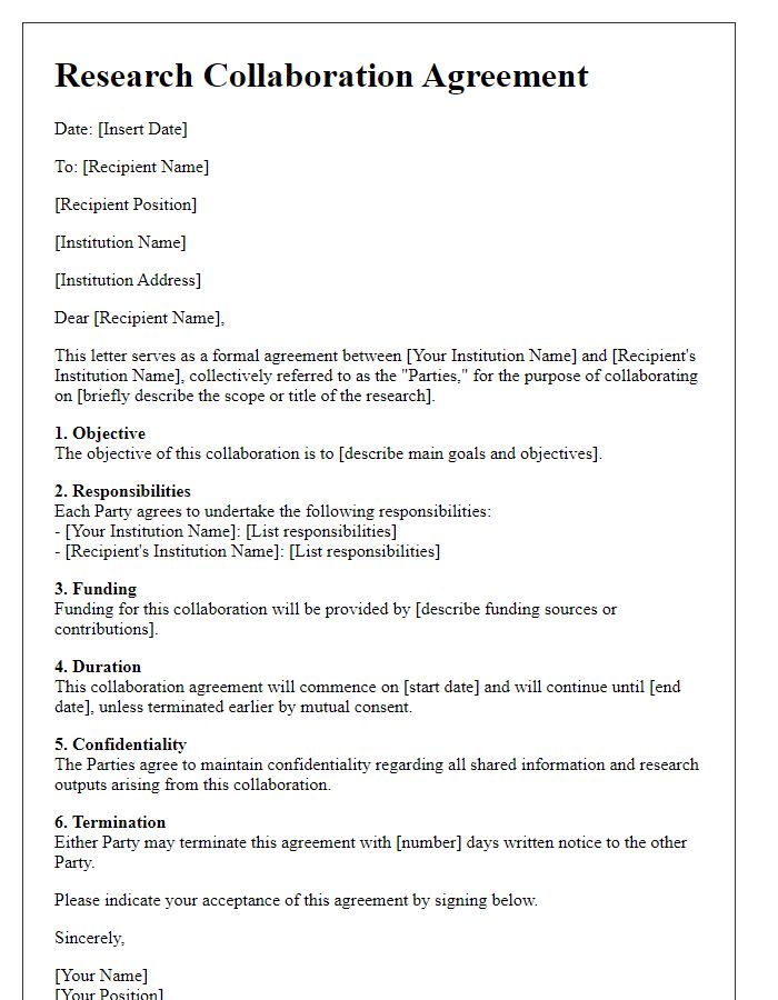 Letter template of research collaboration agreement