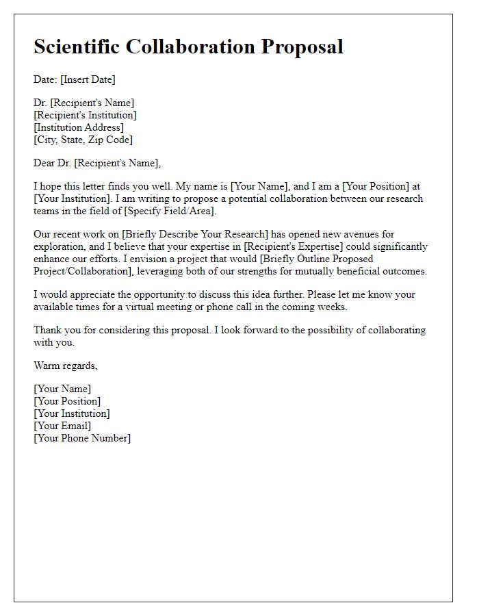 Letter template of scientific collaboration letter