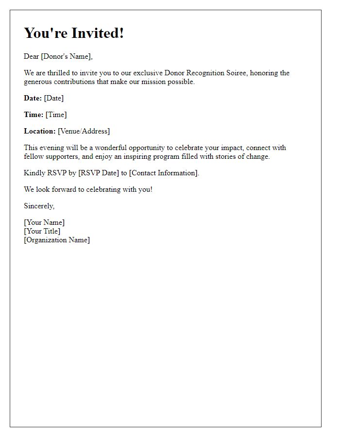 Letter template of invitation for donor recognition soire