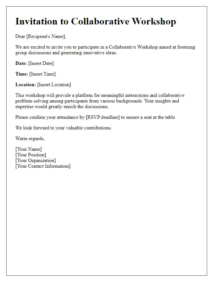 Letter template of Collaborative Workshop Invitation for Group Discussions