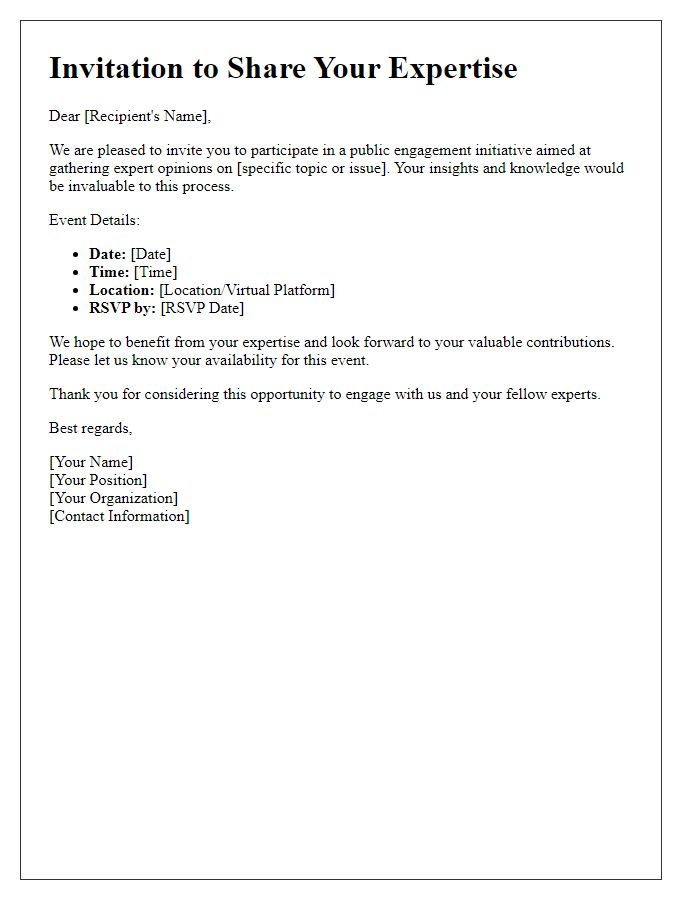 Letter template of Public Engagement Invitation for Expert Opinions