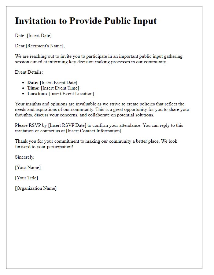 Letter template of Public Input Gathering Invitation for Decision-Making