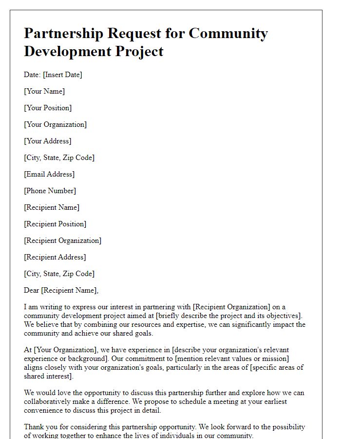 Letter template of partnership request for community development project