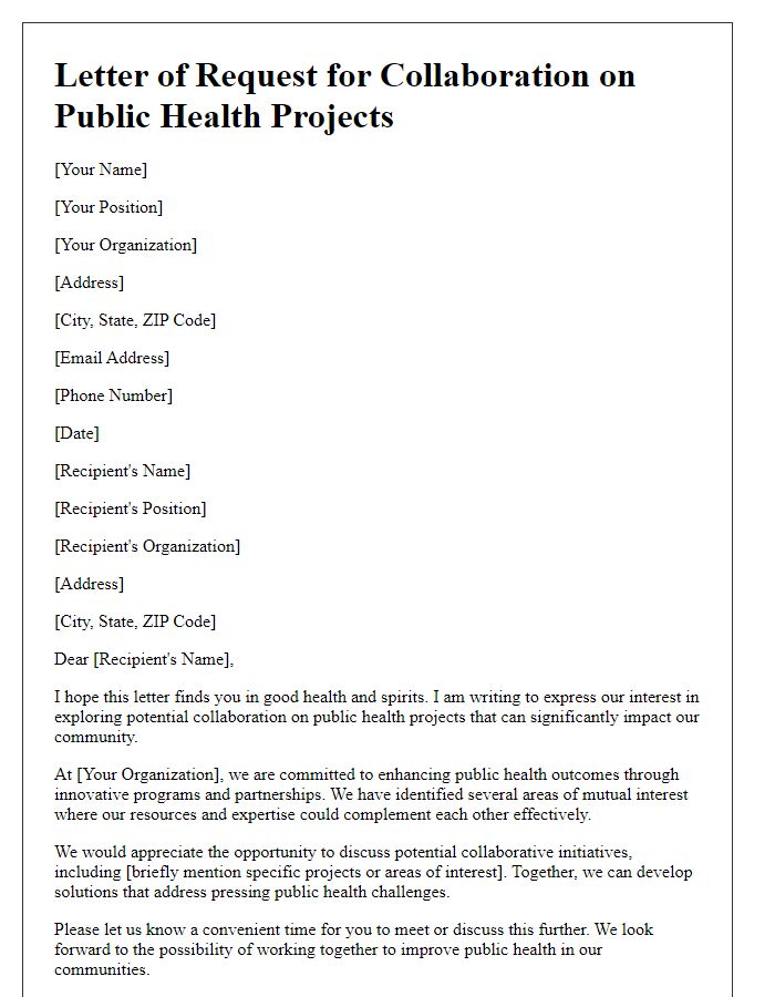 Letter template of request for collaboration on public health projects