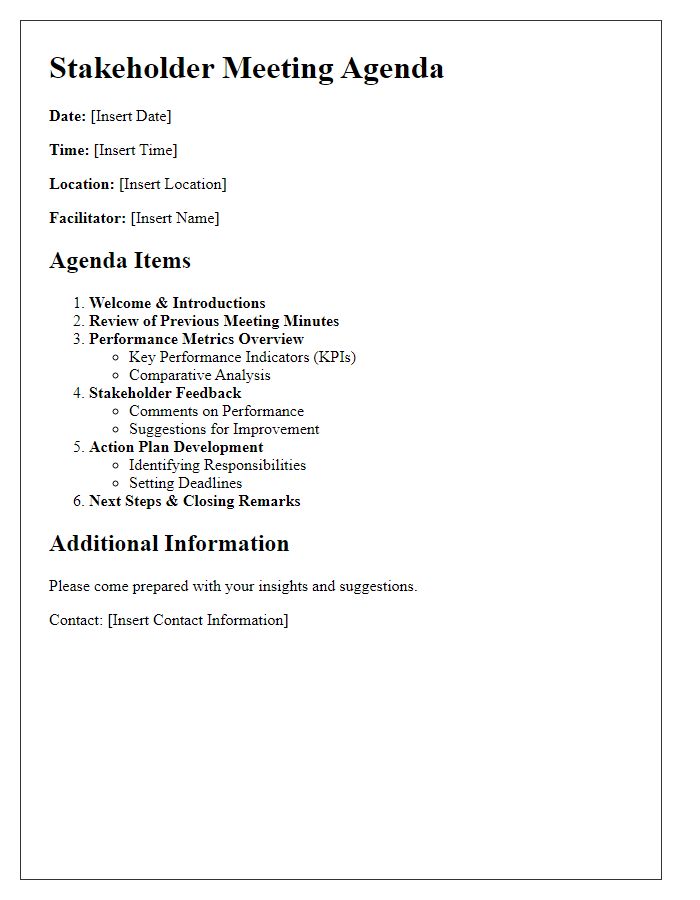 Letter template of stakeholder meeting agenda for performance evaluation