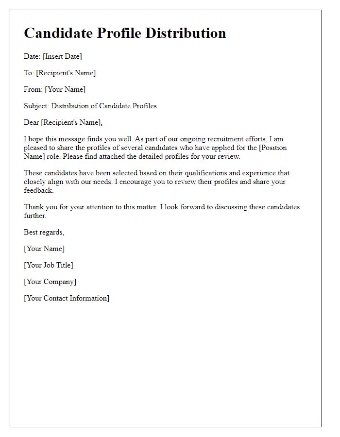 Letter template of candidate profiles distribution