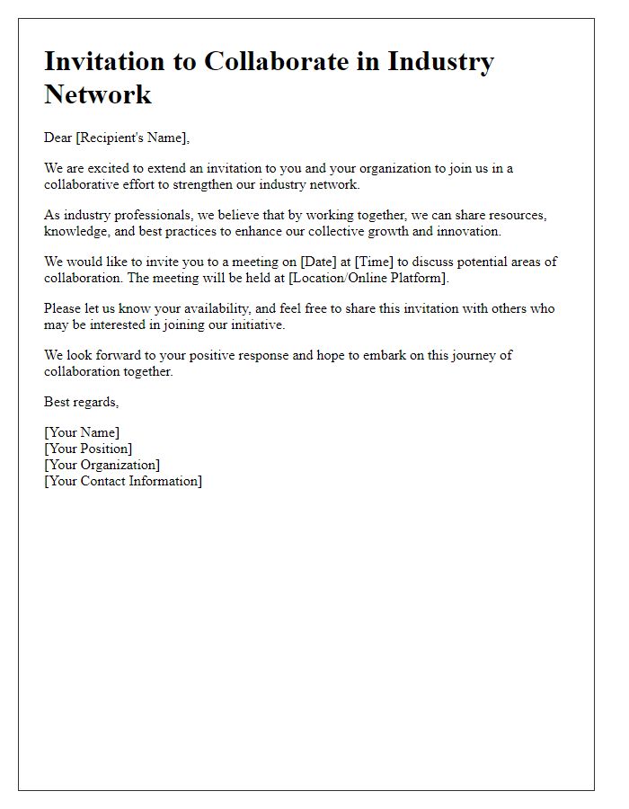 Letter template of industry network collaboration invitation