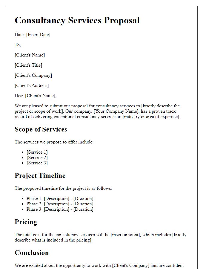 Letter template of consultancy services proposal.