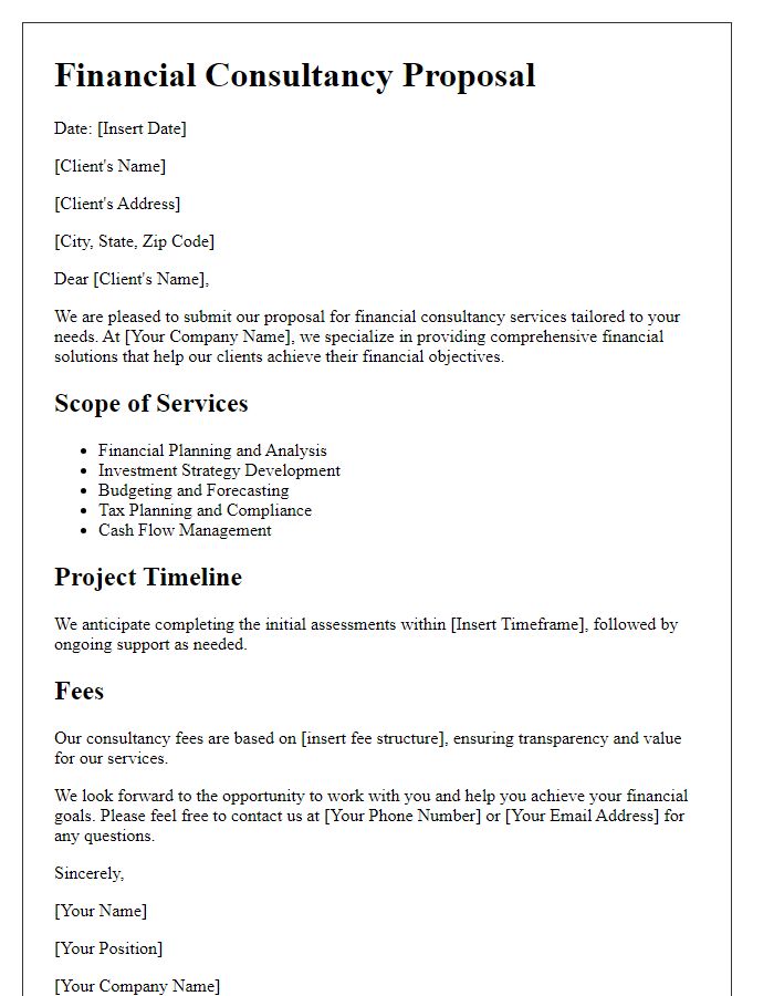 Letter template of financial consultancy proposal.