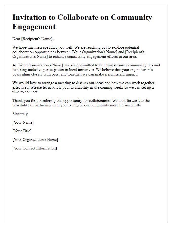 Letter template of community engagement collaboration