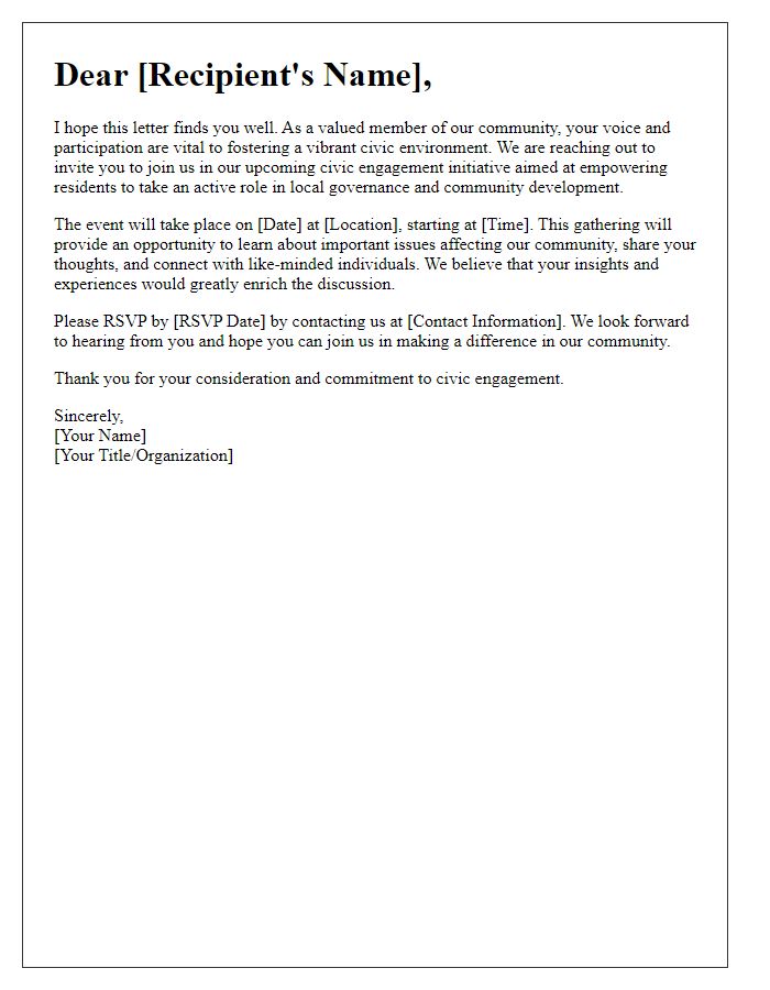 Letter template of civic engagement outreach