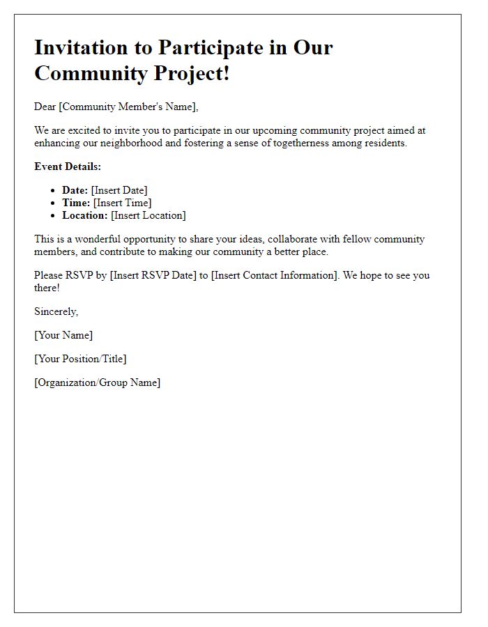 Letter template of community participation invitation