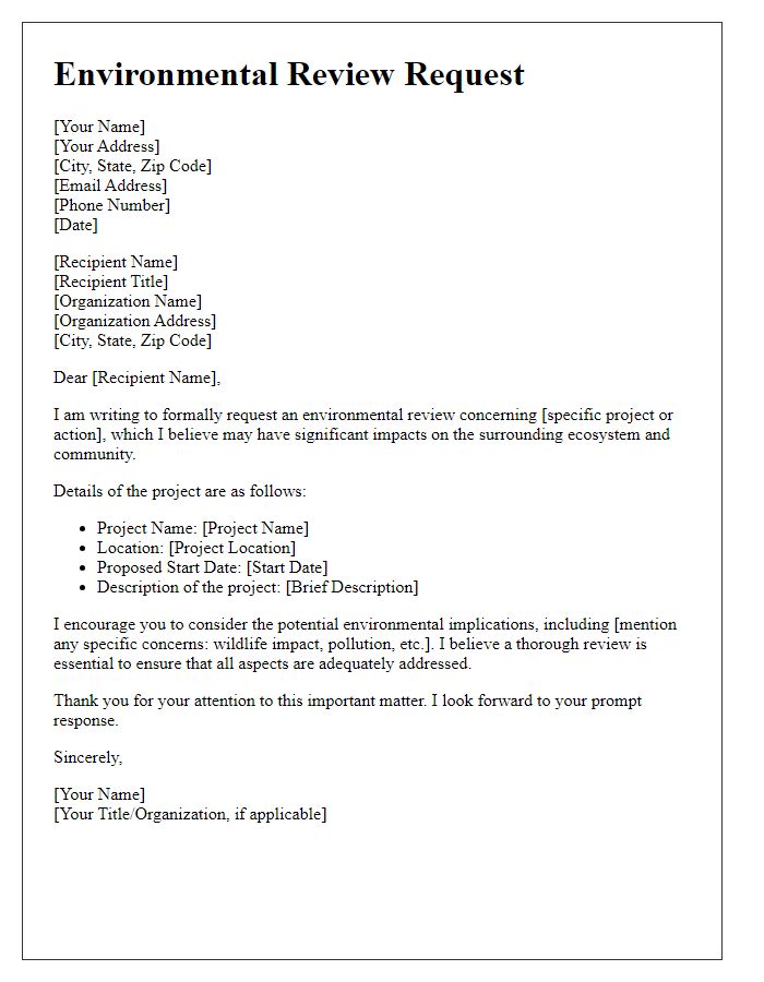 Letter template of environmental review request