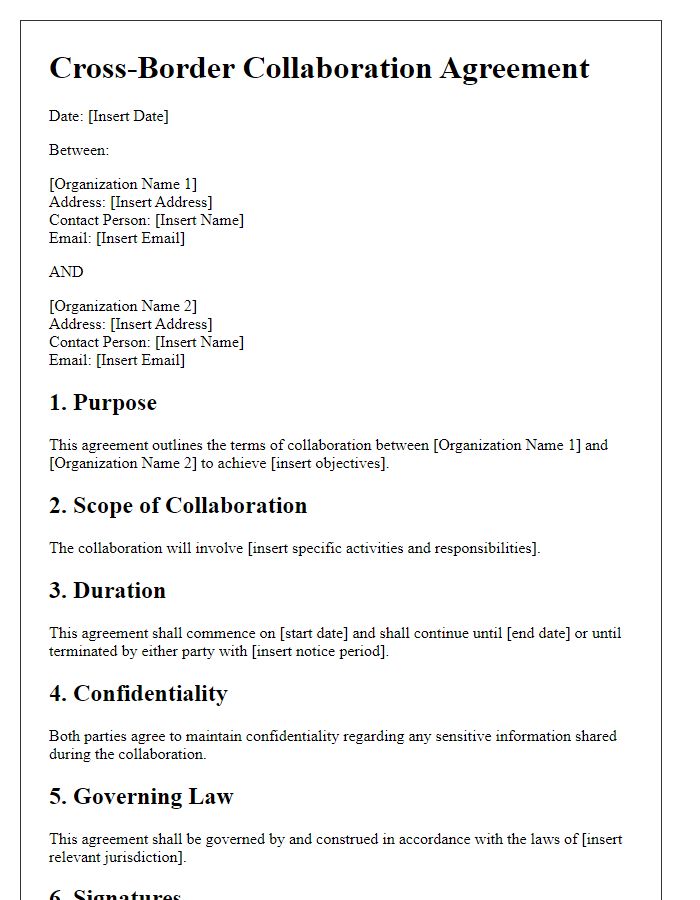 Letter template of Cross-Border Collaboration Agreement