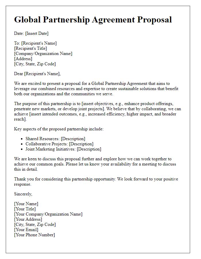 Letter template of Global Partnership Agreement Proposal