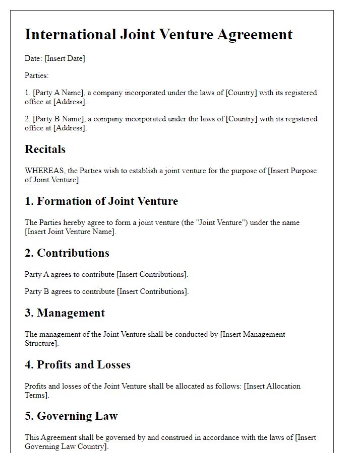 Letter template of International Joint Venture Agreement