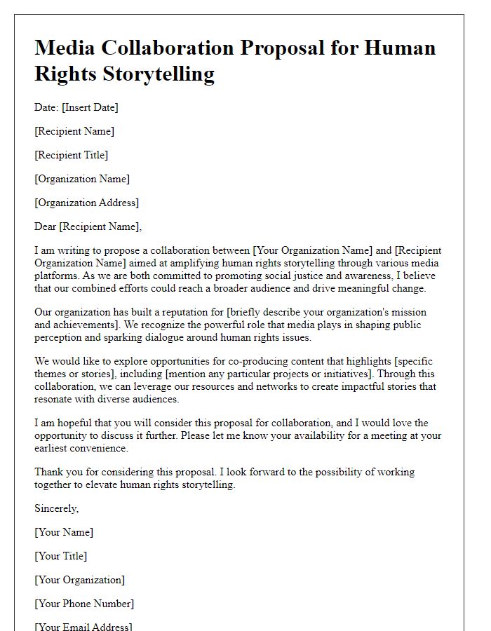 Letter template of media collaboration proposal for human rights storytelling