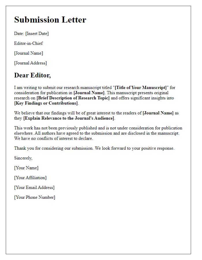 Letter template of original research submission to an open-access journal