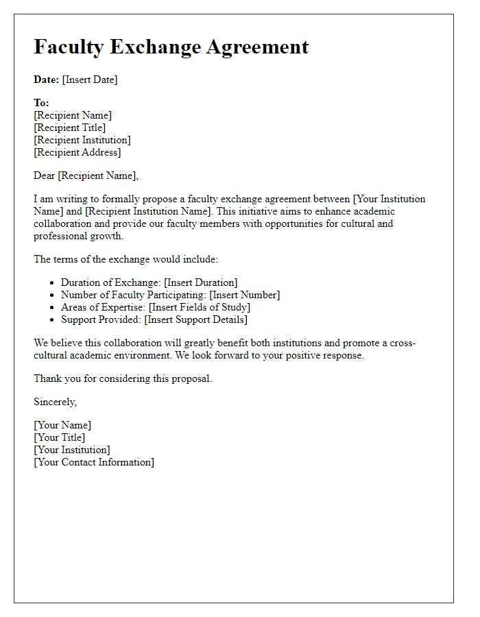 Letter template of faculty exchange agreement