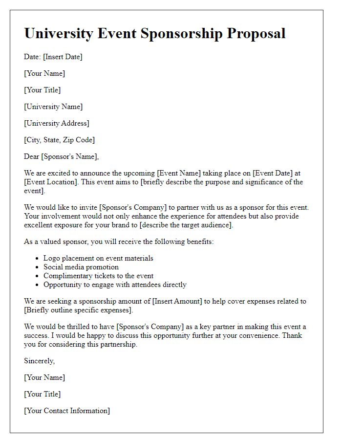 Letter template of university event sponsorship proposal