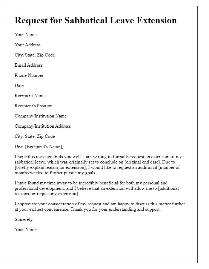 Letter template of request for sabbatical leave extension