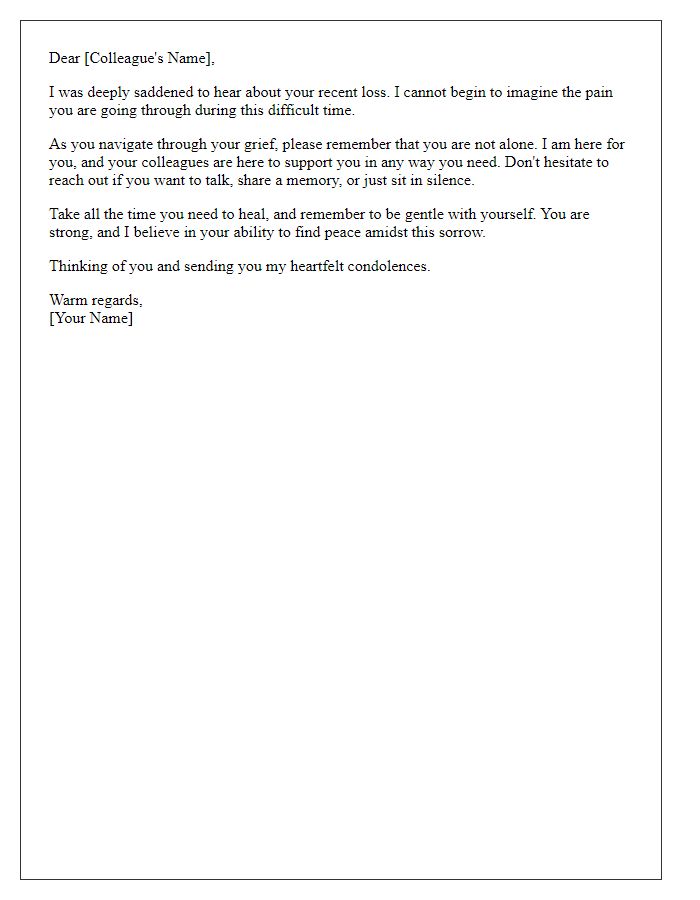 Letter template of encouragement for a colleague facing loss