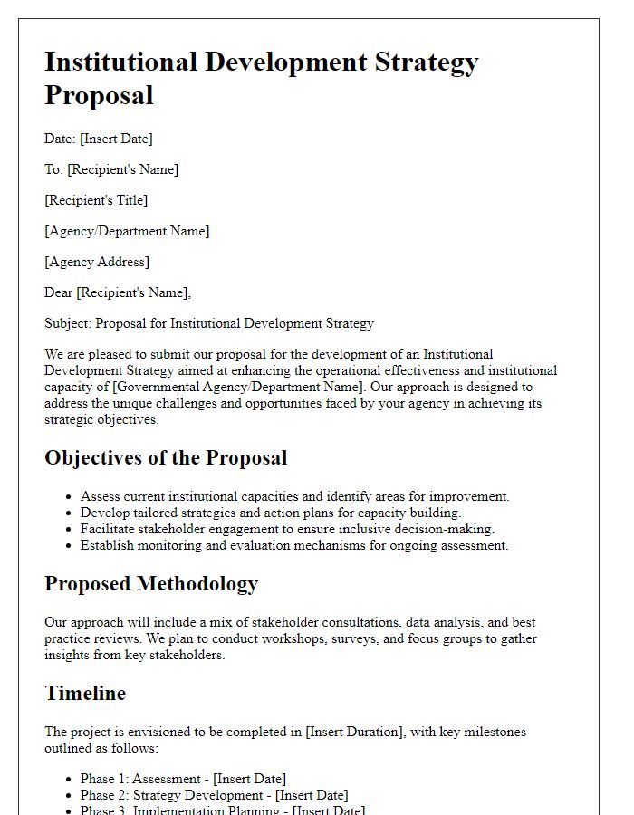 Letter template of institutional development strategy proposal for governmental agencies.