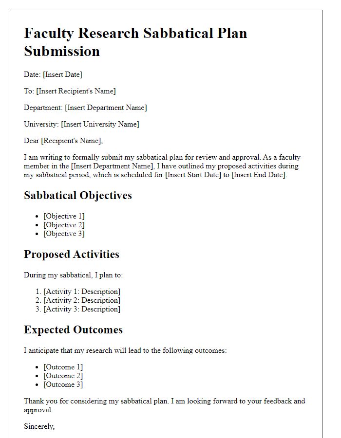 Letter template of faculty research sabbatical plan submission