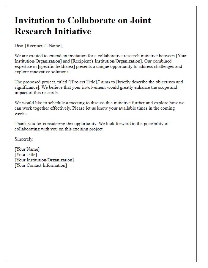 Letter template of joint research initiative invitation.